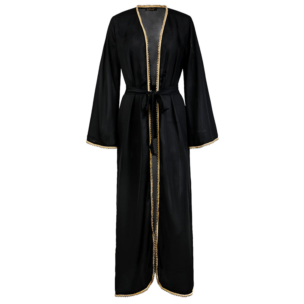 Bandage cardigan robe dress