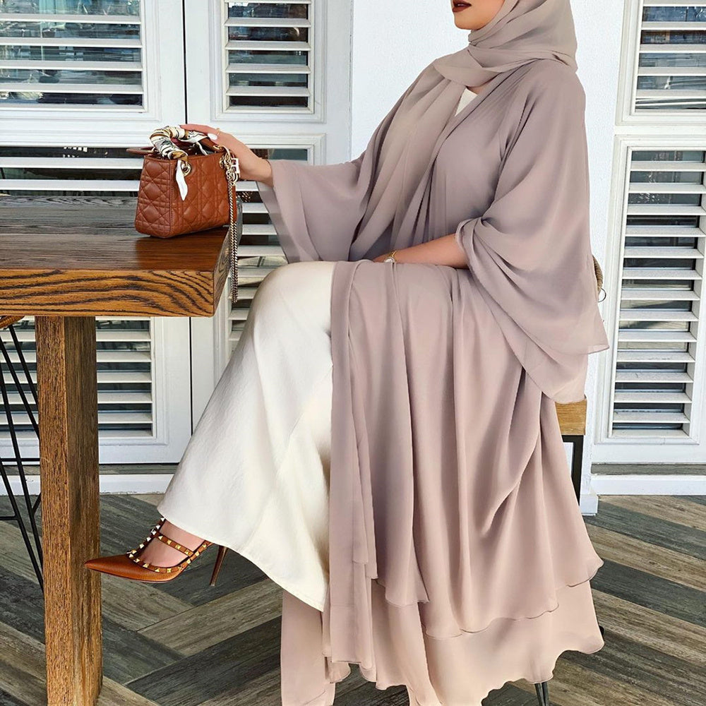 Solid Open Abaya Kimono
