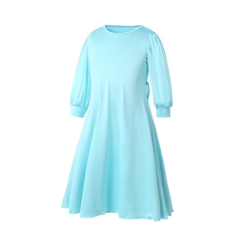 Three-Piece Children's Dress With Flower Hijab