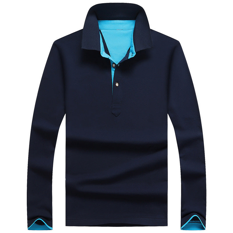 Casual Long-Sleeved Cotton Polo