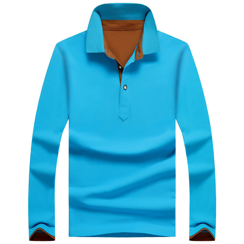 Casual Long-Sleeved Cotton Polo
