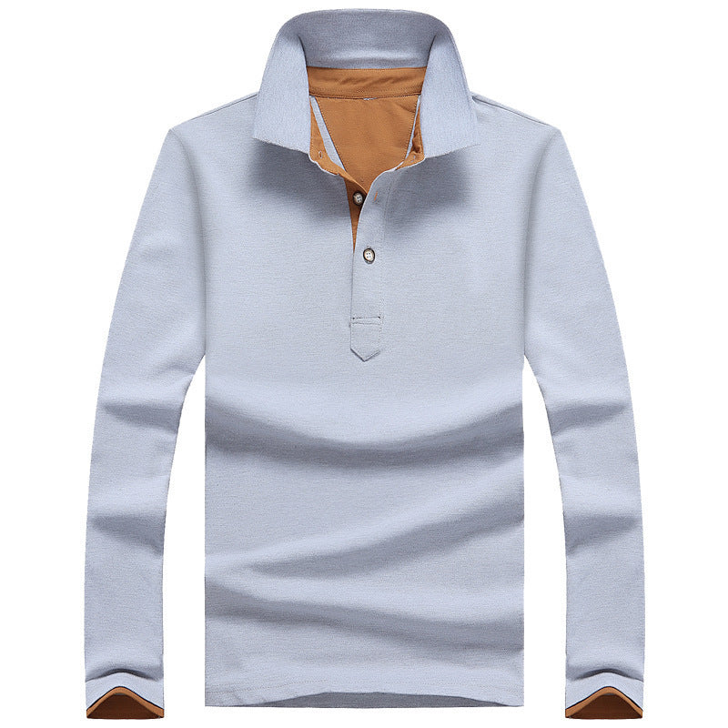 Casual Long-Sleeved Cotton Polo