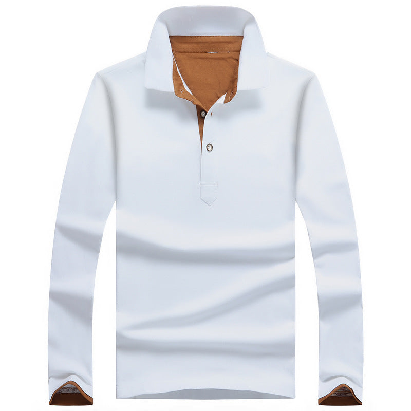 Casual Long-Sleeved Cotton Polo