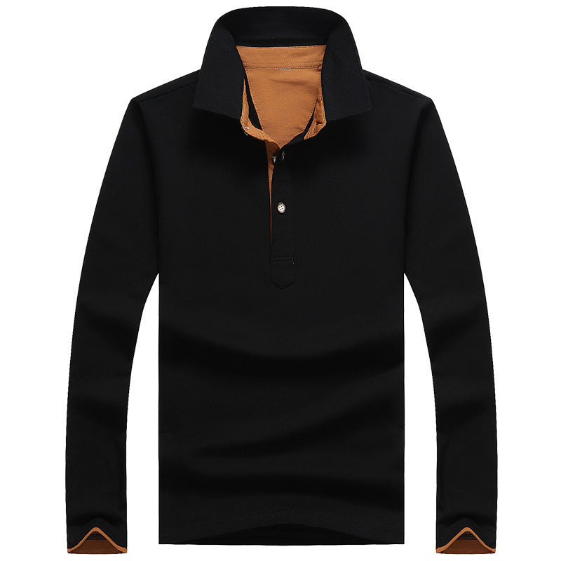 Casual Long-Sleeved Cotton Polo
