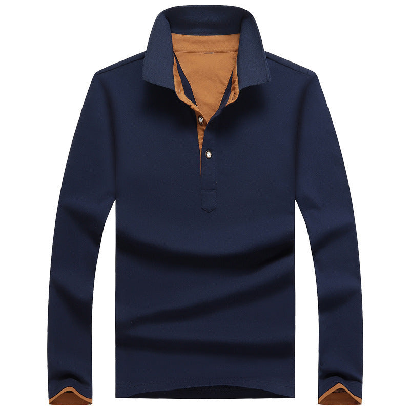 Casual Long-Sleeved Cotton Polo