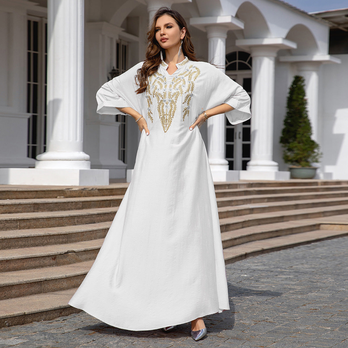 Women Embroidered Robe Dress