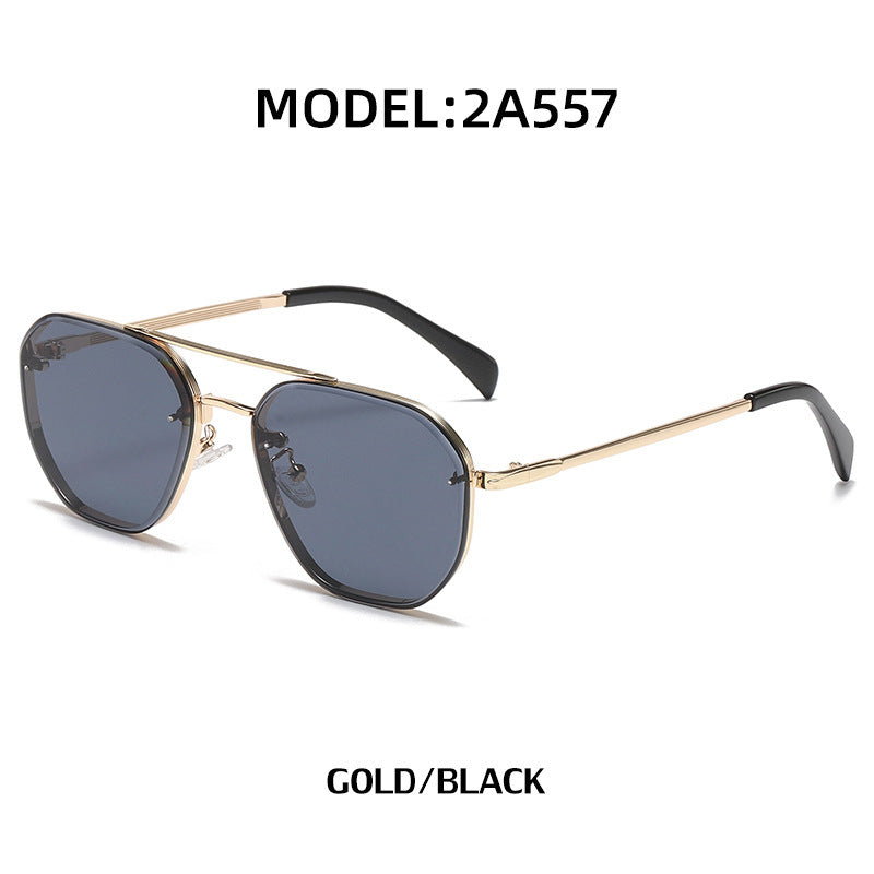 Retro Double Beam Diamond Cut Edge Sunglasses