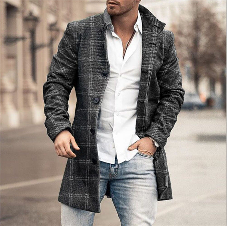 Men Woolen Stand Collar