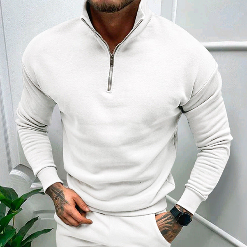 Solid Zipper Sweater
