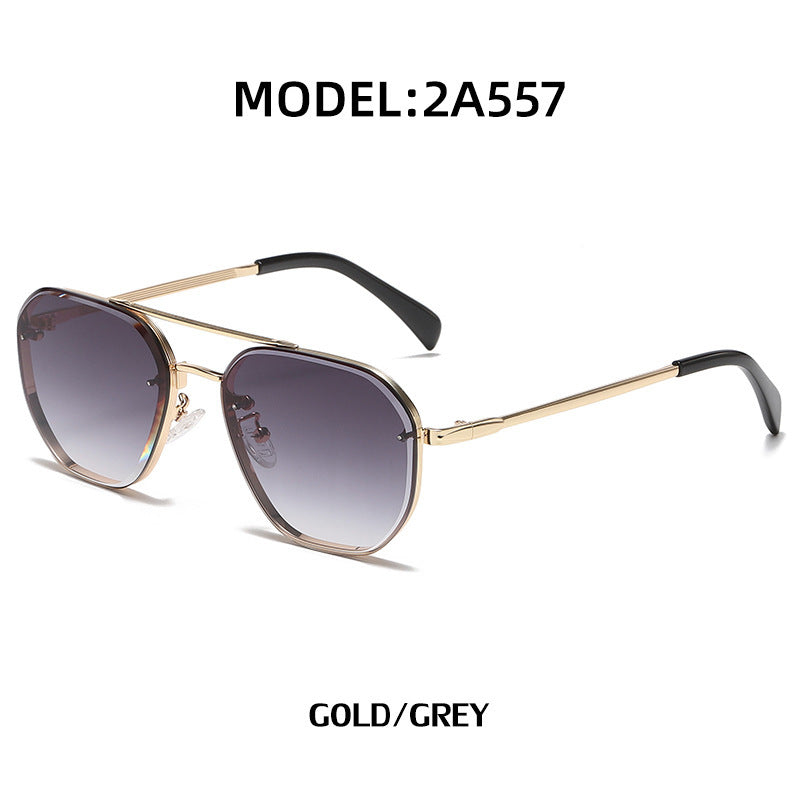 Retro Double Beam Diamond Cut Edge Sunglasses