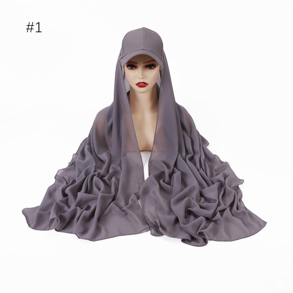 Fashion Personality 2-Piece Hijab Scarf And Hat
