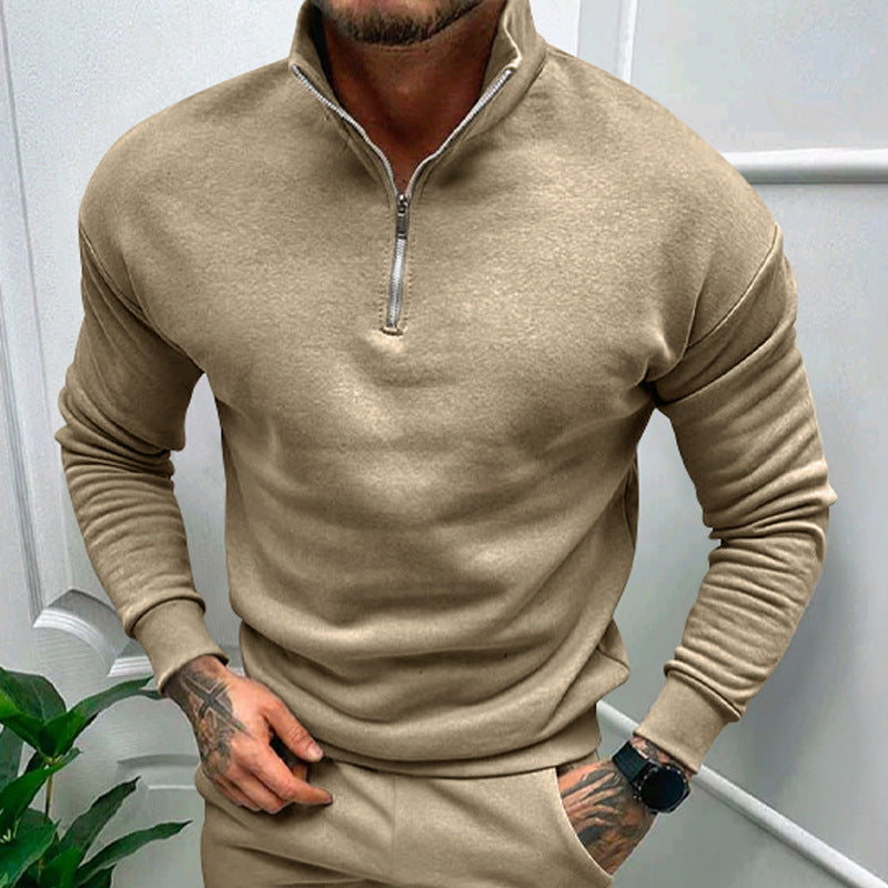 Solid Zipper Sweater