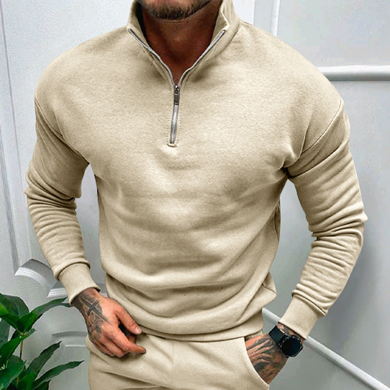 Solid Zipper Sweater