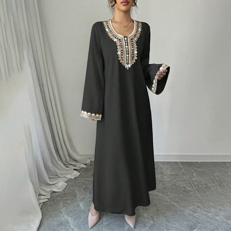 Women's Embroidered Maxi Dress -
