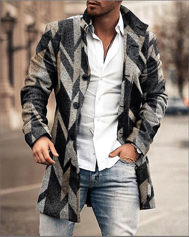 Men Woolen Stand Collar