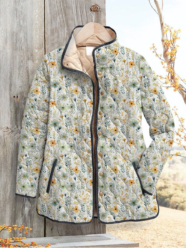 Tuck Flower Cotton Coat