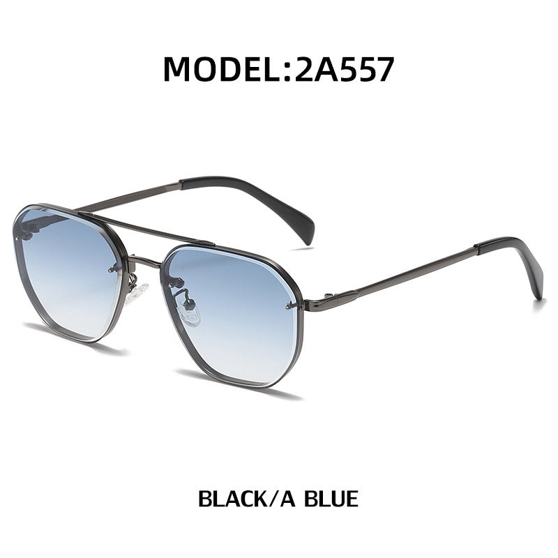 Retro Double Beam Diamond Cut Edge Sunglasses