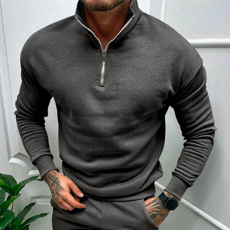 Solid Zipper Sweater