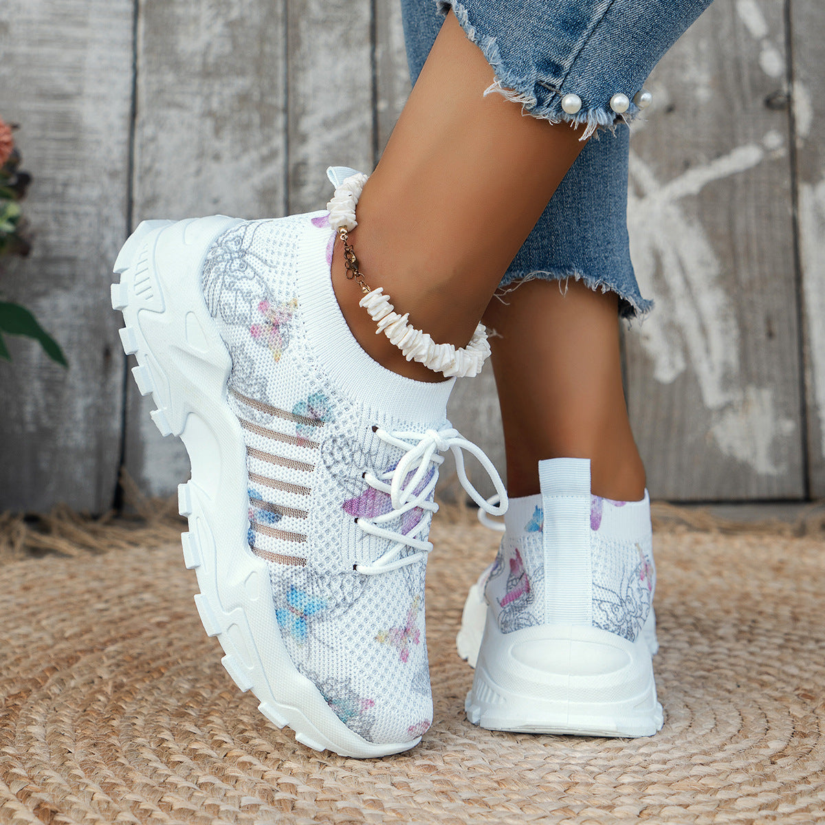 Butterfly Print Sneakers