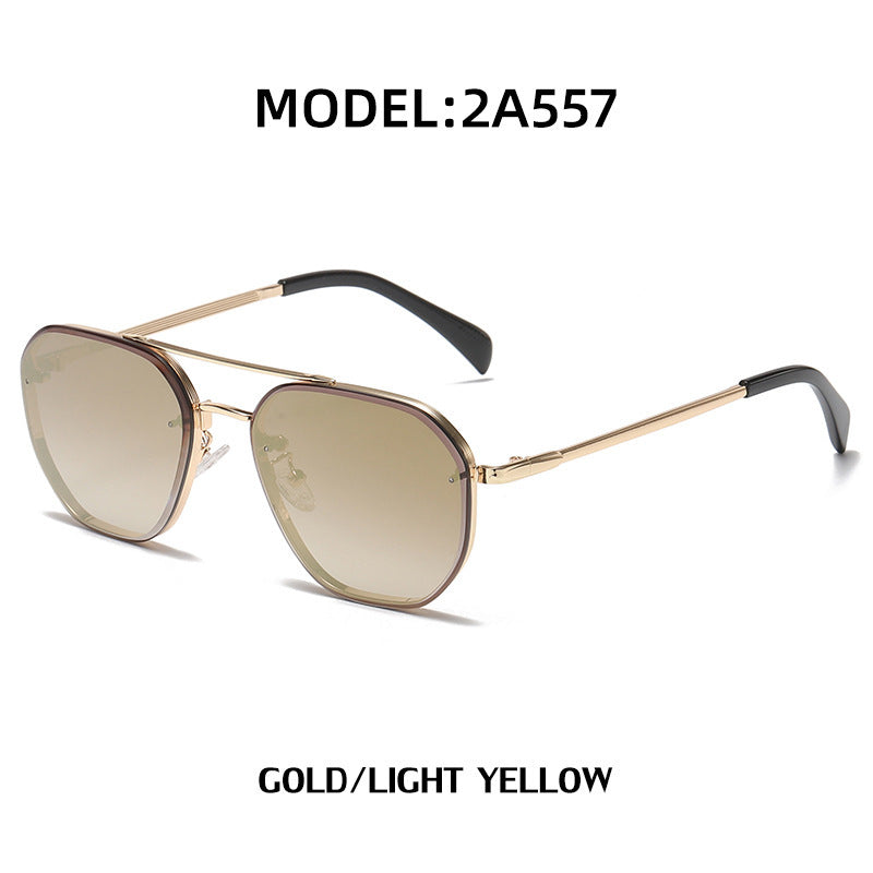Retro Double Beam Diamond Cut Edge Sunglasses