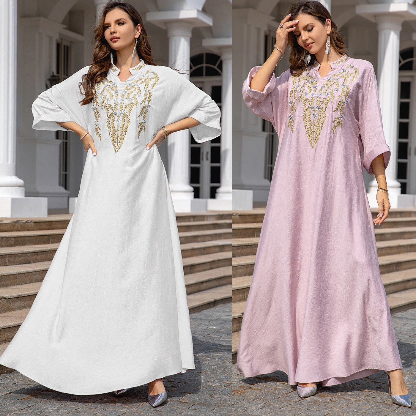 Women Embroidered Robe Dress