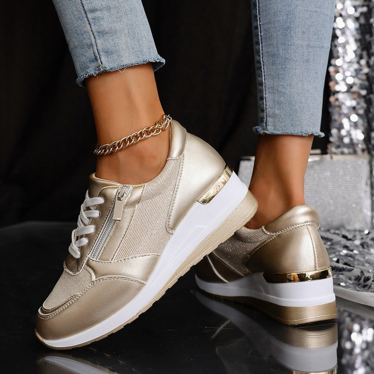 Thick-soled Shoes Walking Running Sports Sneakers