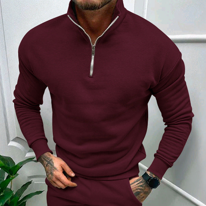 Solid Zipper Sweater