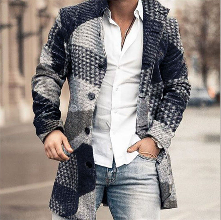 Men Woolen Stand Collar