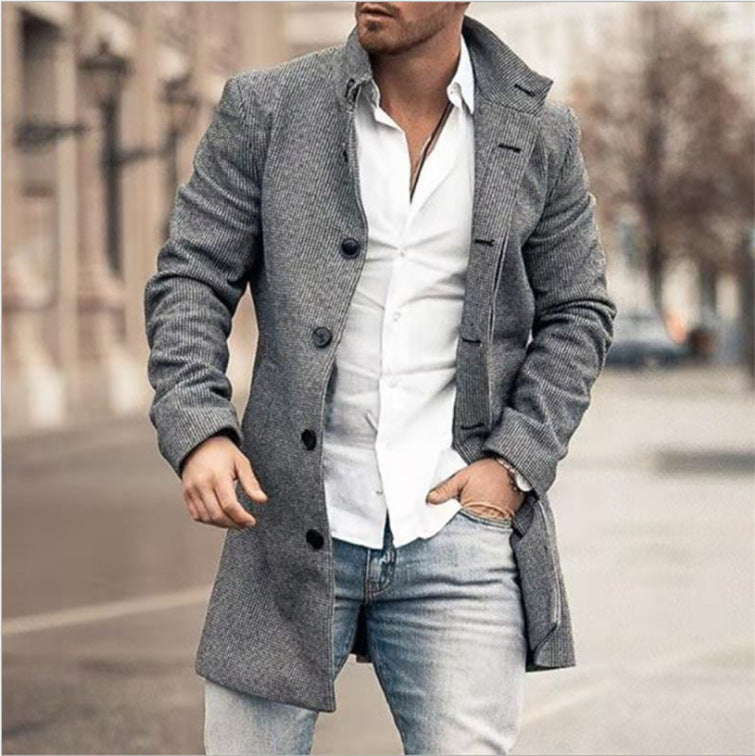 Men Woolen Stand Collar