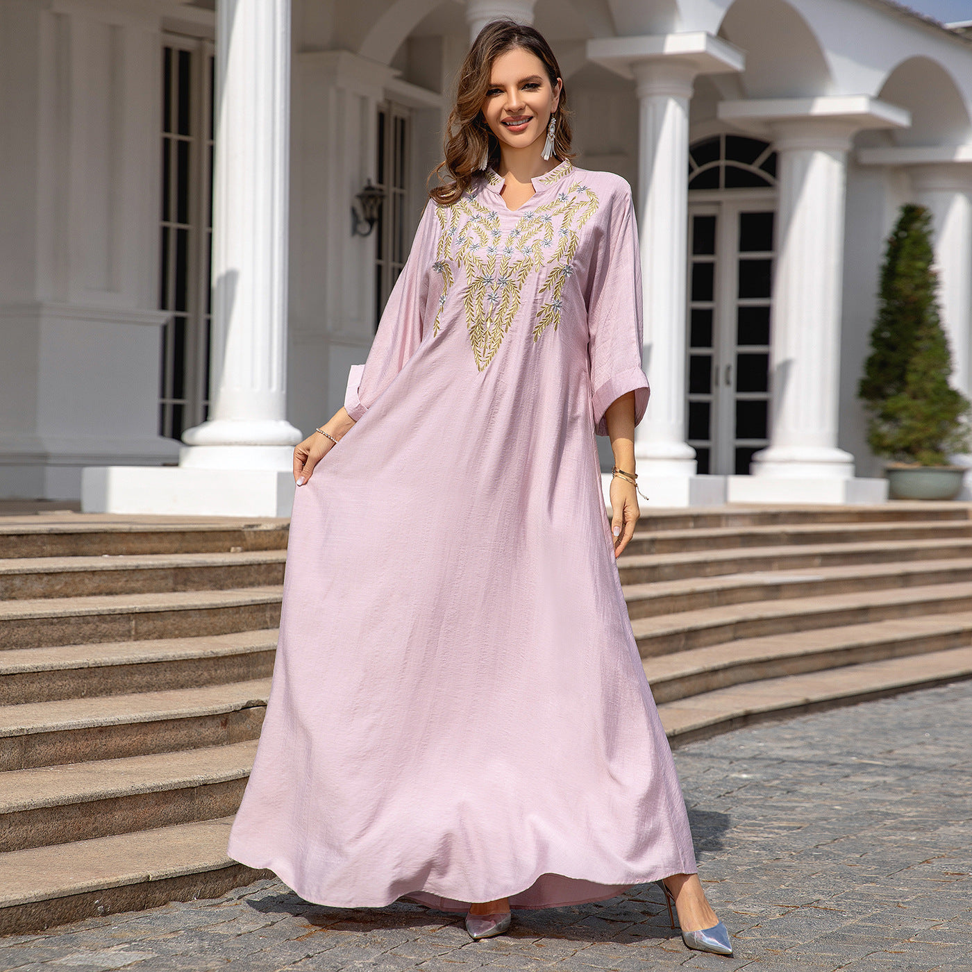 Women Embroidered Robe Dress