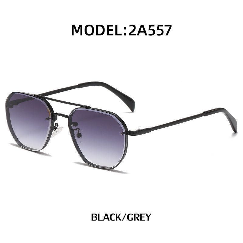 Retro Double Beam Diamond Cut Edge Sunglasses
