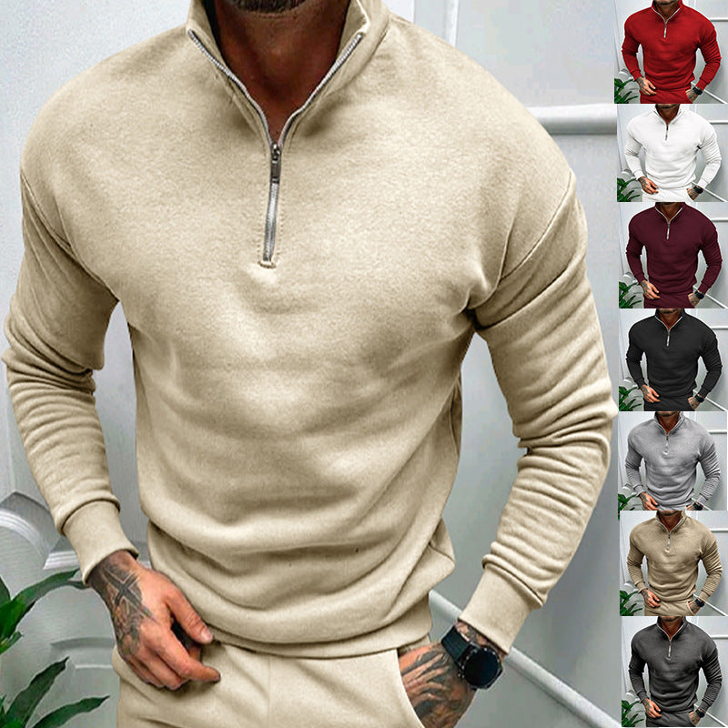 Solid Zipper Sweater