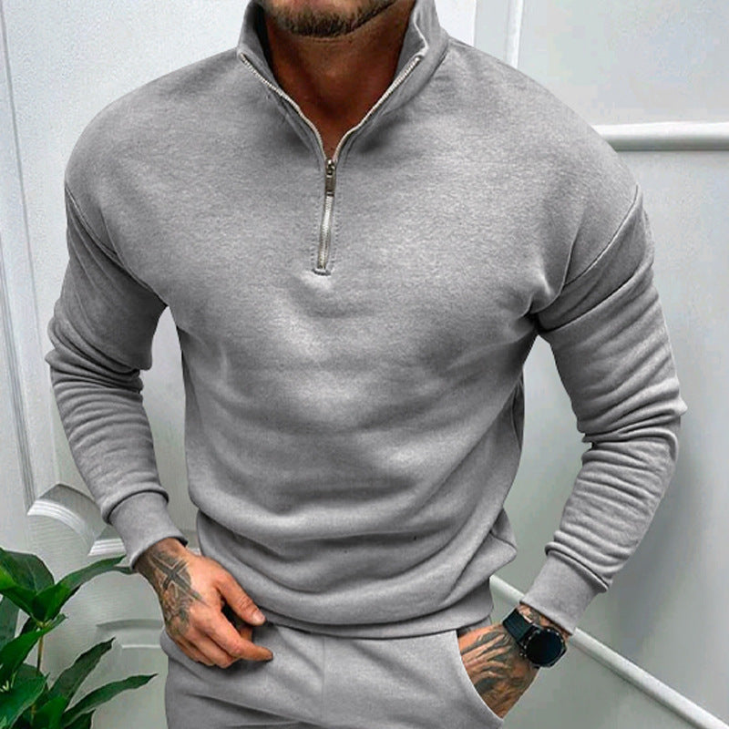 Solid Zipper Sweater