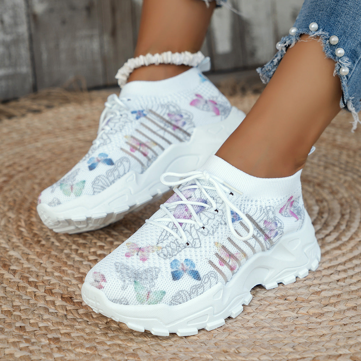 Butterfly Print Sneakers