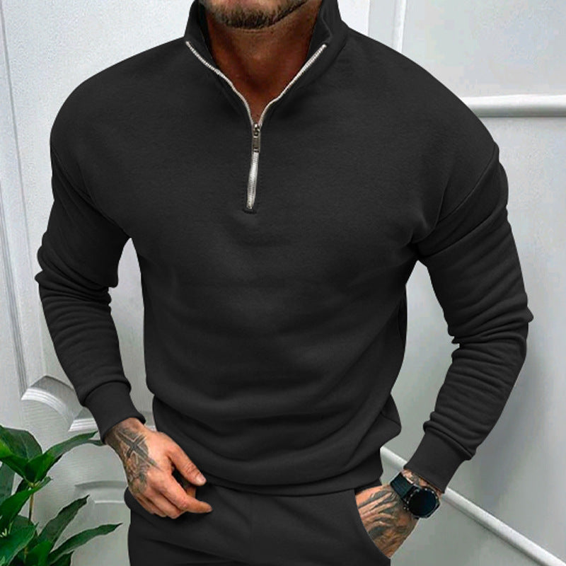 Solid Zipper Sweater