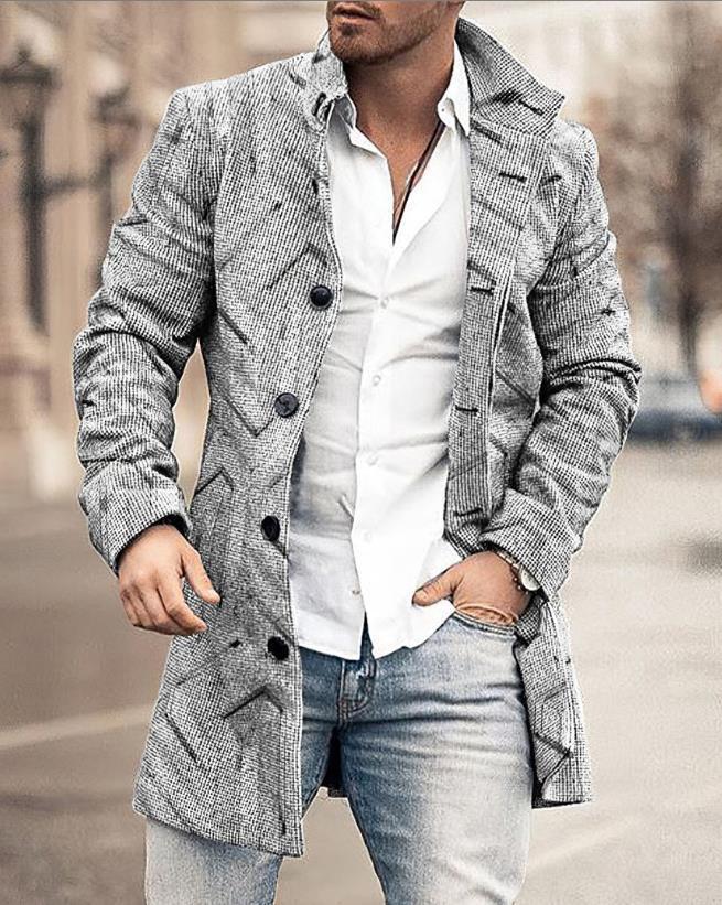 Men Woolen Stand Collar