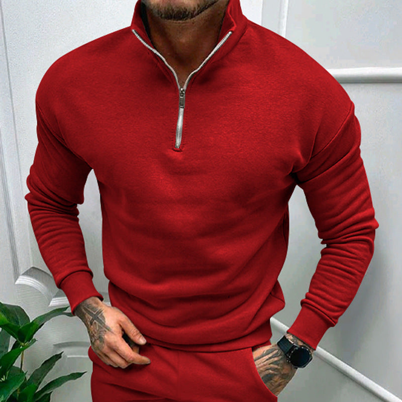 Solid Zipper Sweater