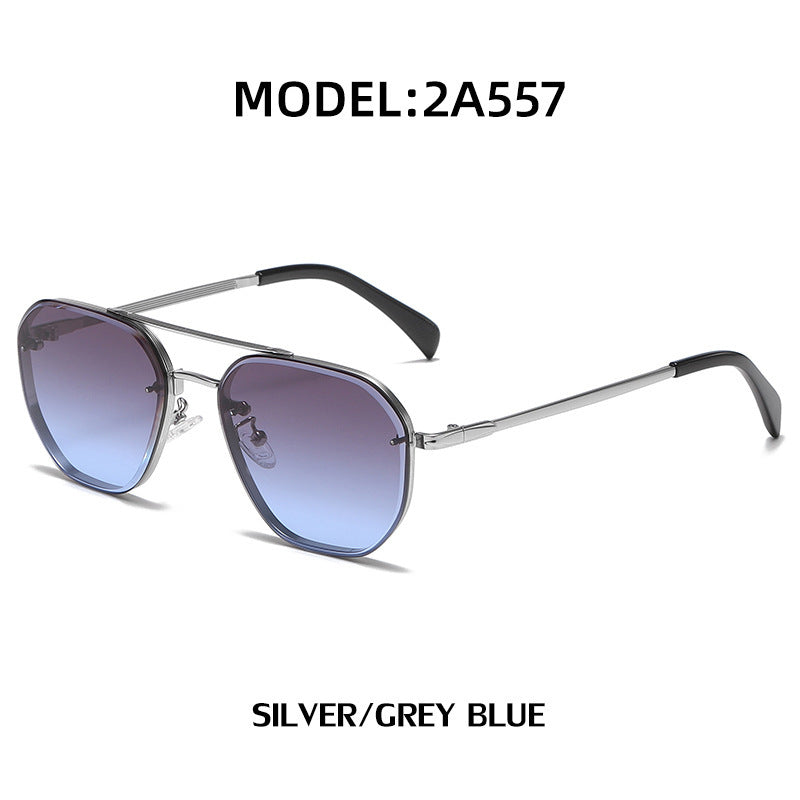 Retro Double Beam Diamond Cut Edge Sunglasses