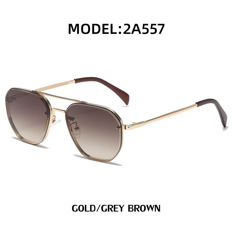 Retro Double Beam Diamond Cut Edge Sunglasses