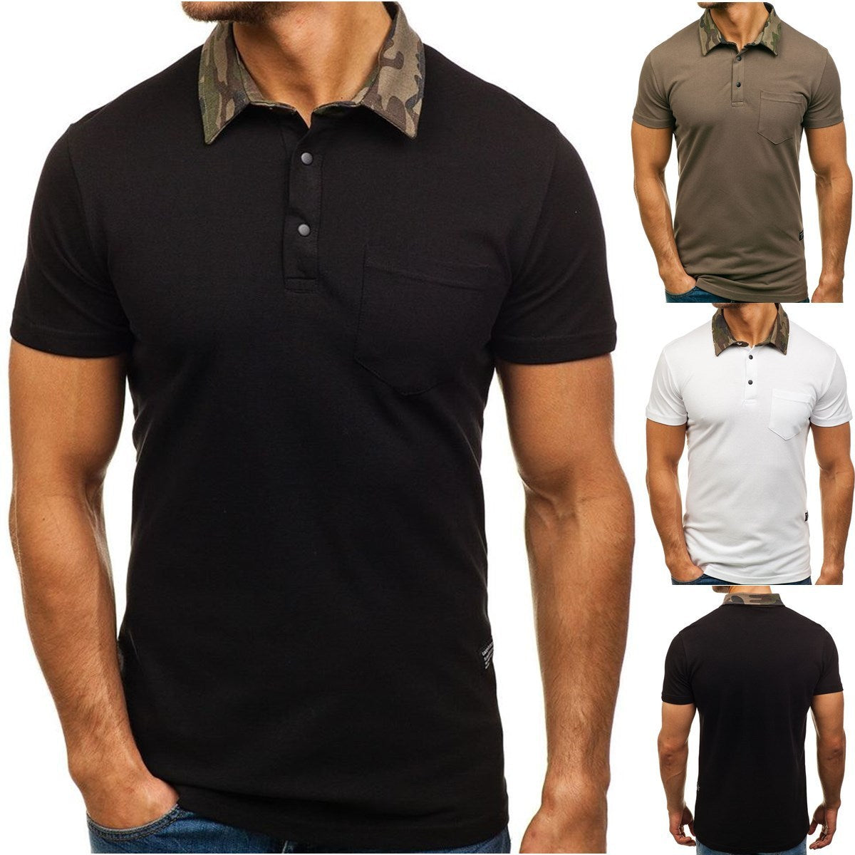 Men's Solid Color POLO Shirt Camouflage
