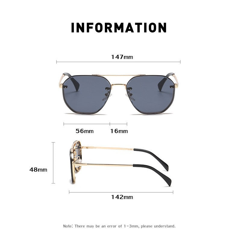 Retro Double Beam Diamond Cut Edge Sunglasses